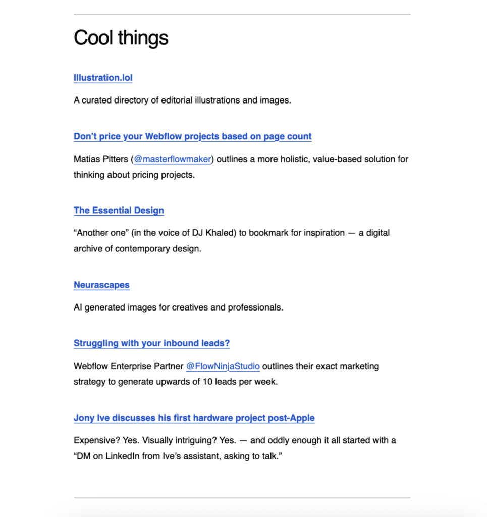 B2B newsletter content idea focusing on curated content.