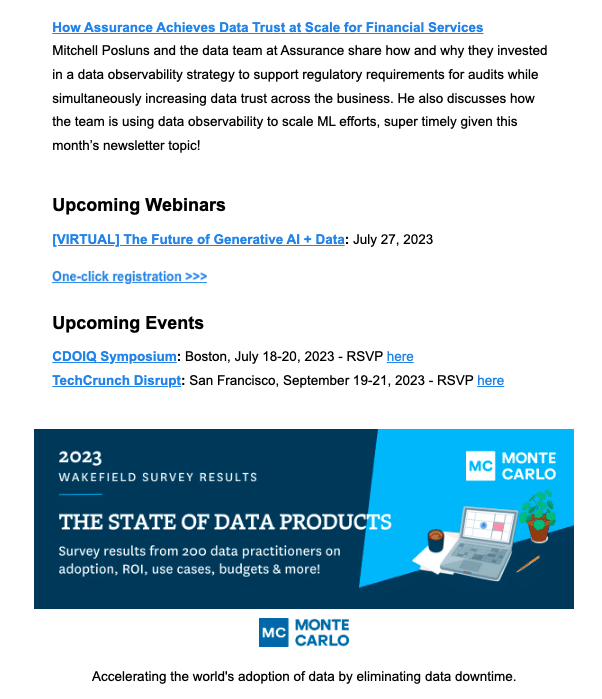 B2B newsletter content idea showcasing a type of banner ad for premium content.