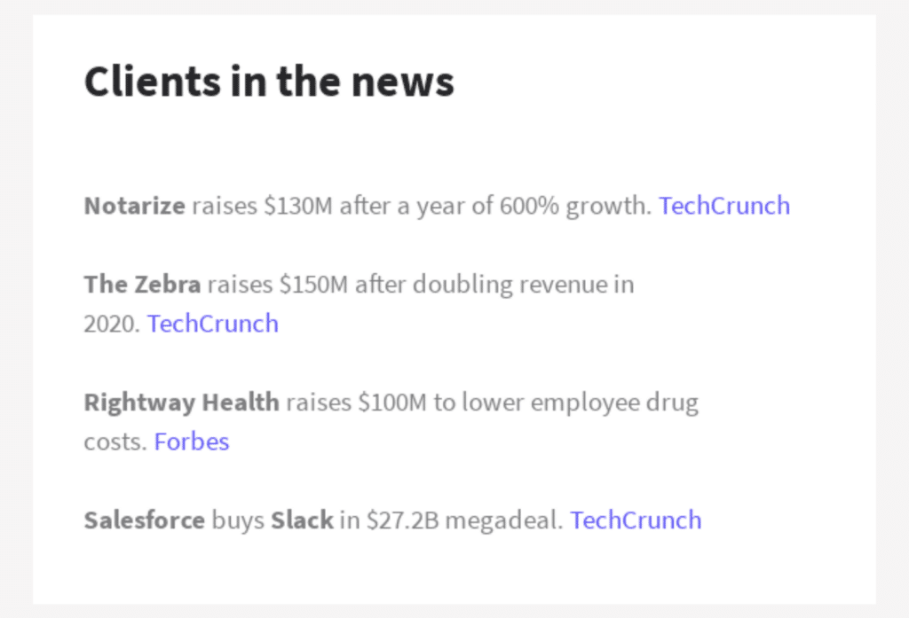 B2B newsletter content idea showcasing client success stories.