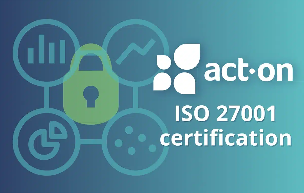 Act-On ISO 27001 certification banner.