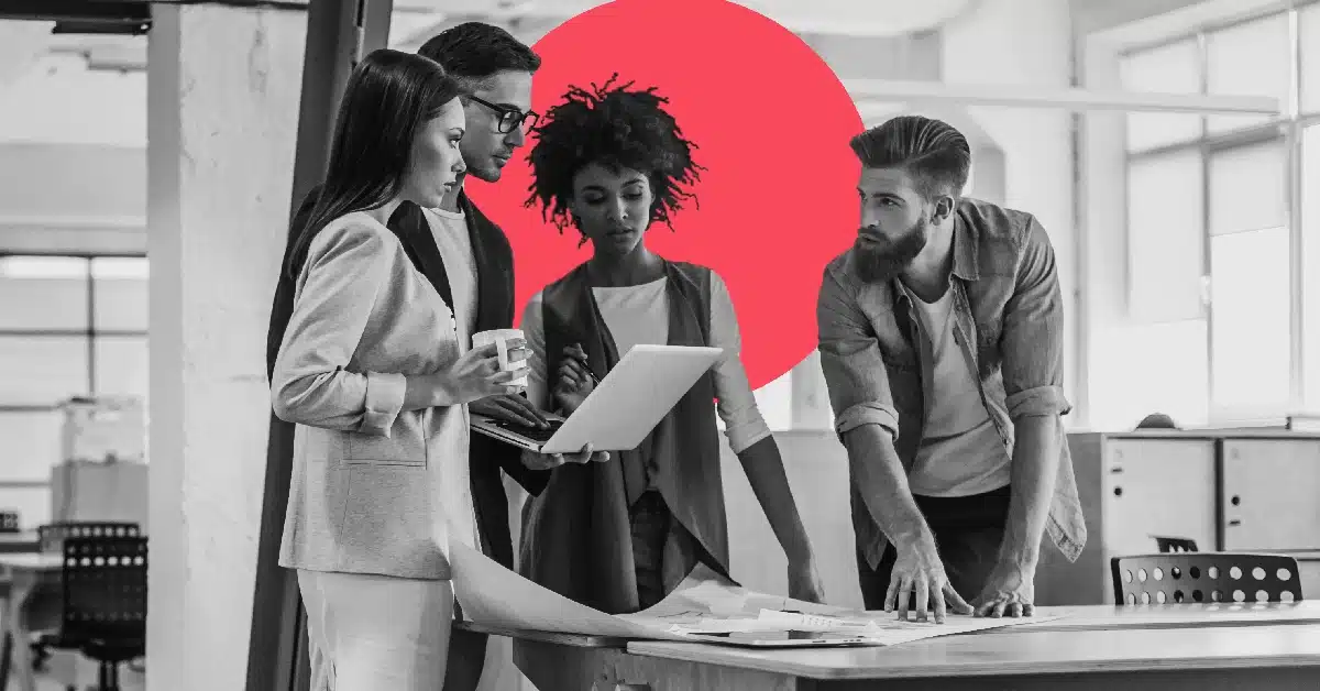 Group of marketers creating content for the buyer's journey.