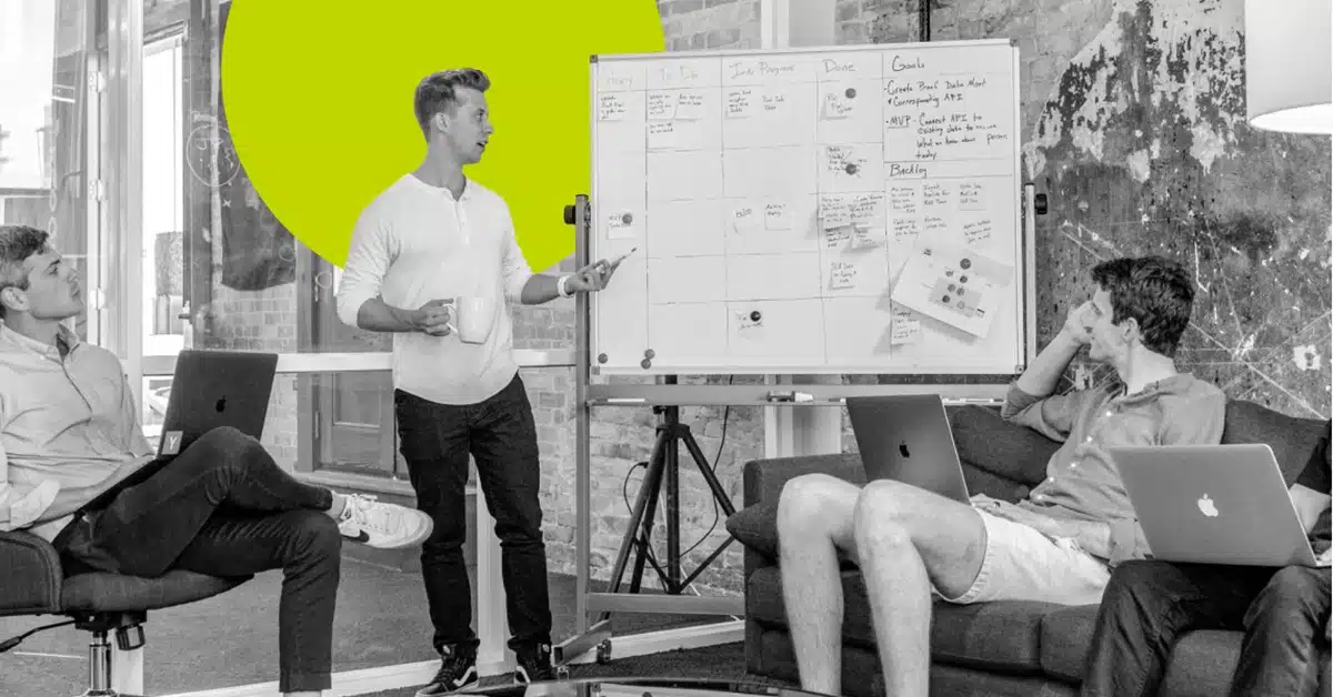 Marketing team working on a customer journey map.