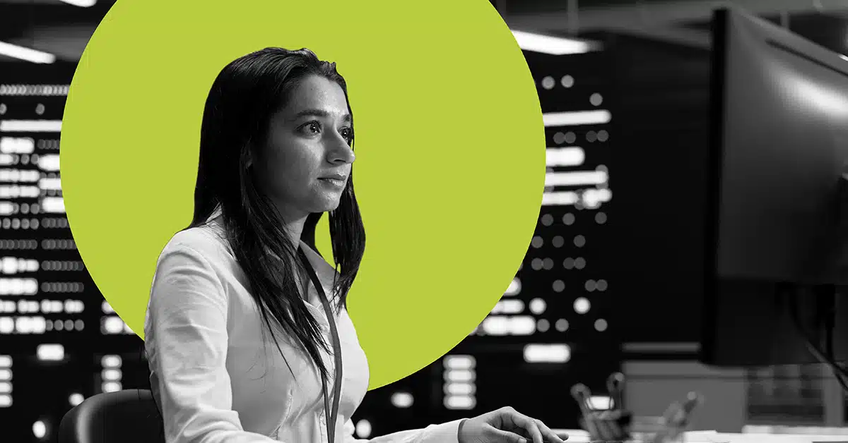 A woman works on email list hygiene.