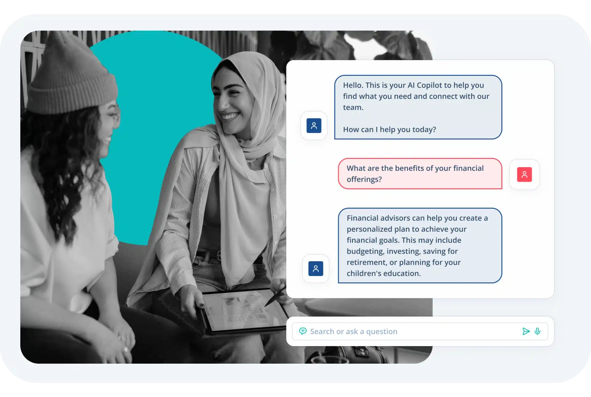 Sample automated conversation between a financial advisor business and a potential client.