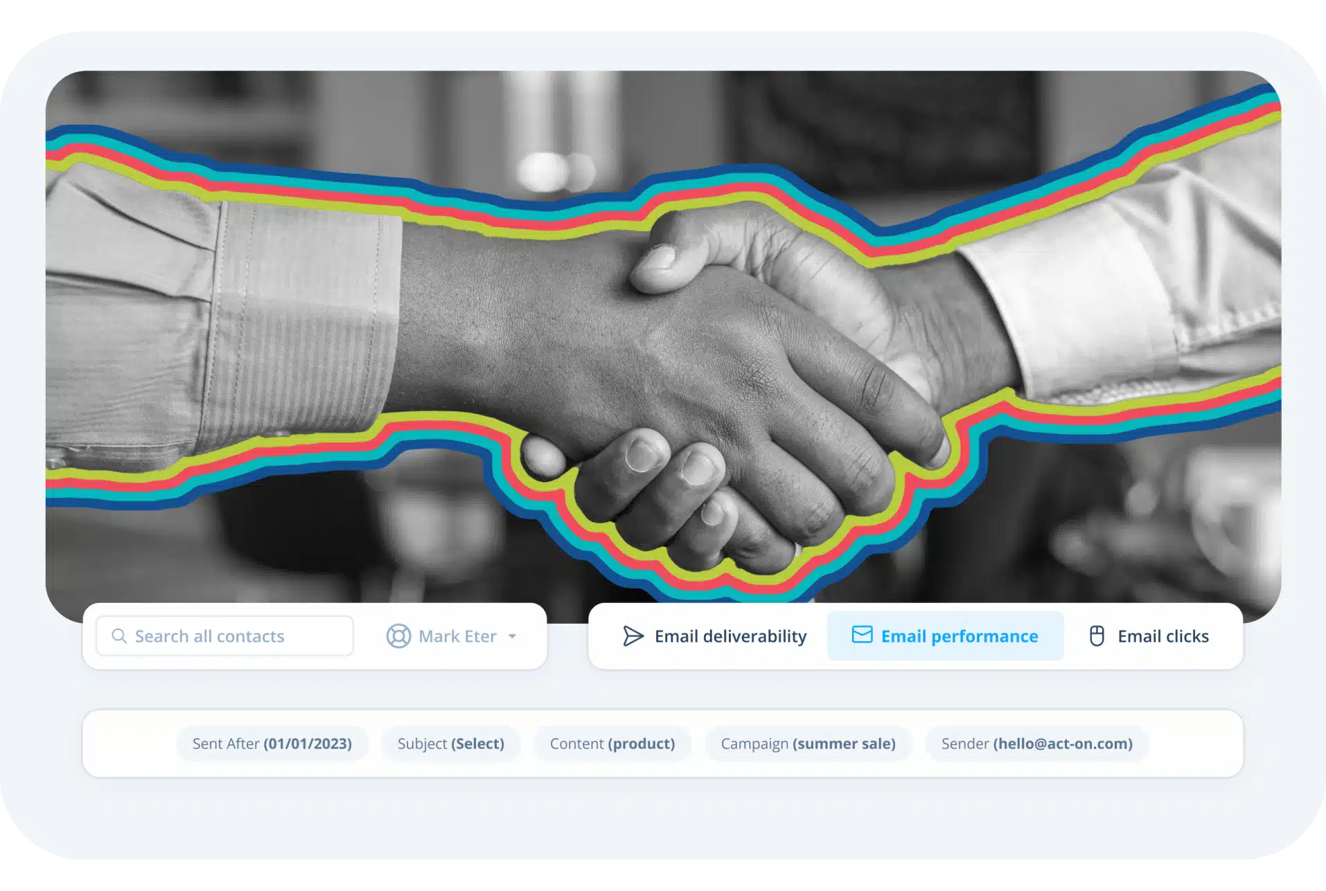 Close-up of a handshake.