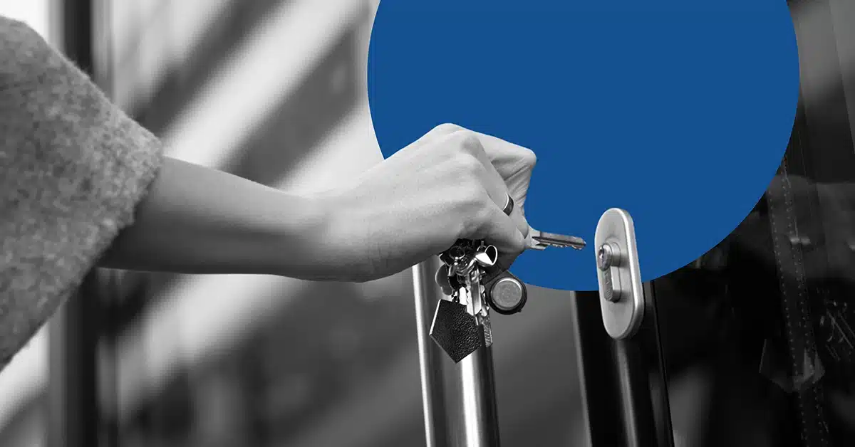 Opening a locked door to illustrate the idea of an SSL certificate.